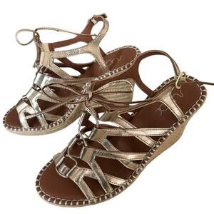 Sugar Women's Gold Lace Up Espadrilles Gold Size 10